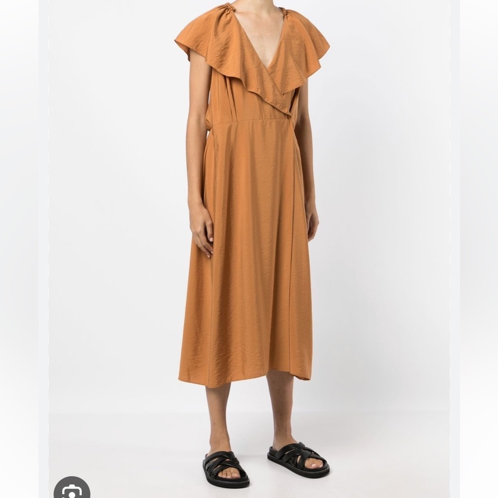 Vince Braid Trim Flutter-Sleeve Wrap Dress